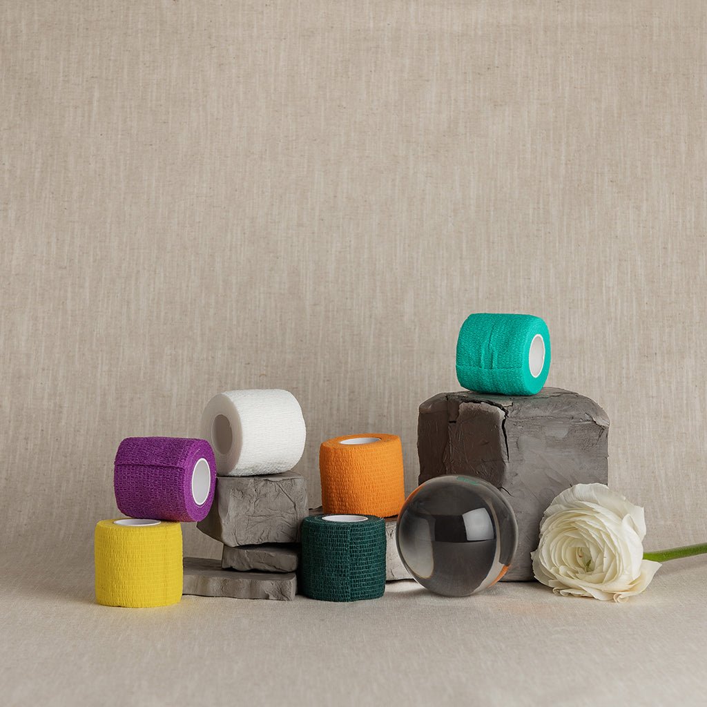 Grip autoadhésif orange bleu blanc mauve vert jaune turquoise pour machine tatouage Organink - Bandage grip dermographe tatouage PMU maquillage permanent - Poignée antidérapante tatouage professionnel